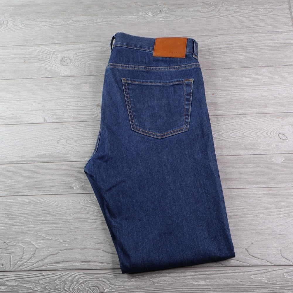 Canali Regular Fit Jeans Men's 50 IT 34 US Dark Indigo Blue Made Italy